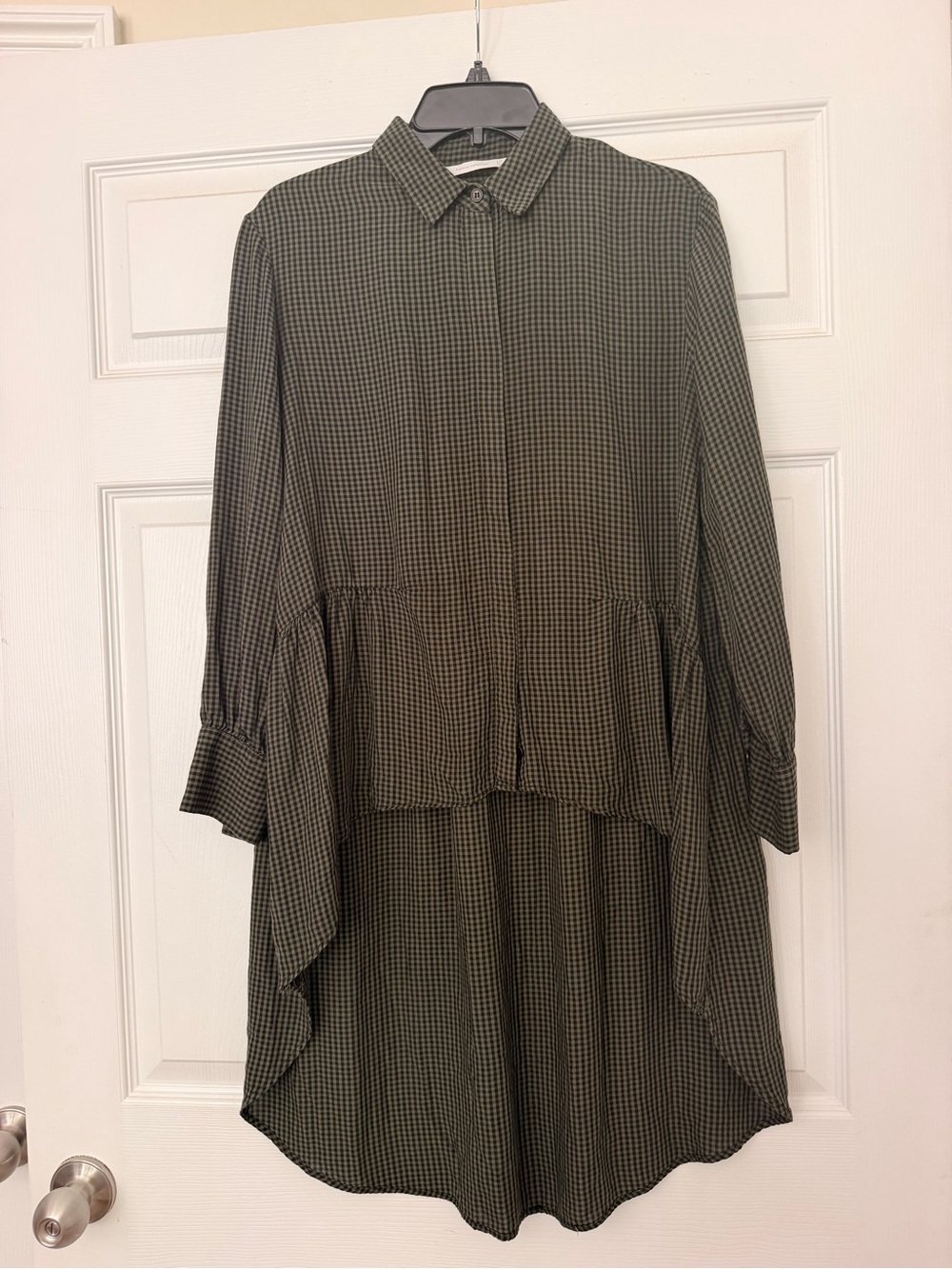 Zara Olive and Black Checked High-Low Tunic